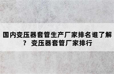 国内变压器套管生产厂家排名谁了解？ 变压器套管厂家排行